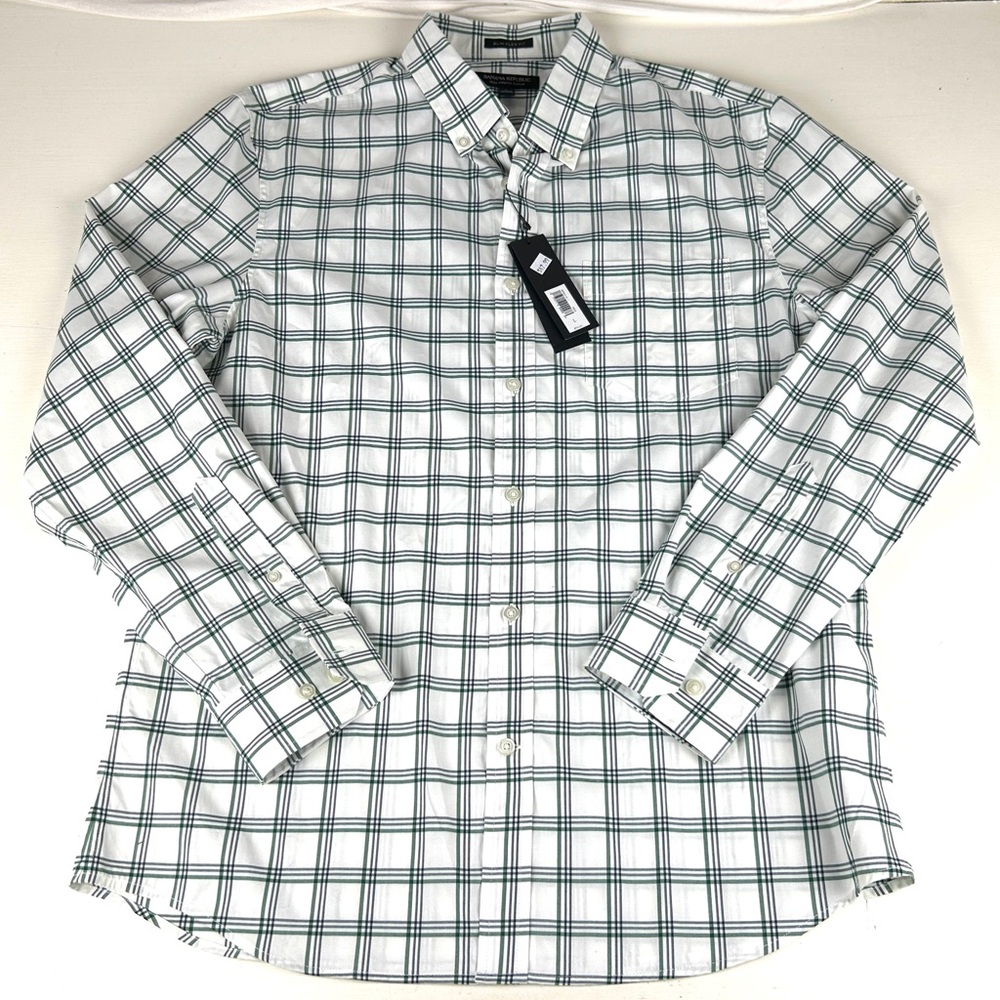 Banana Republic Men's Slim Fit Stretch Poplin Shirt, Window Check, Sz Large